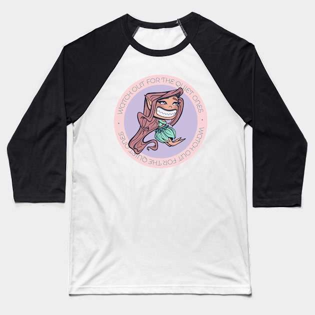 Quiet Danger Fairy Baseball T-Shirt by JBeasleyDesigns